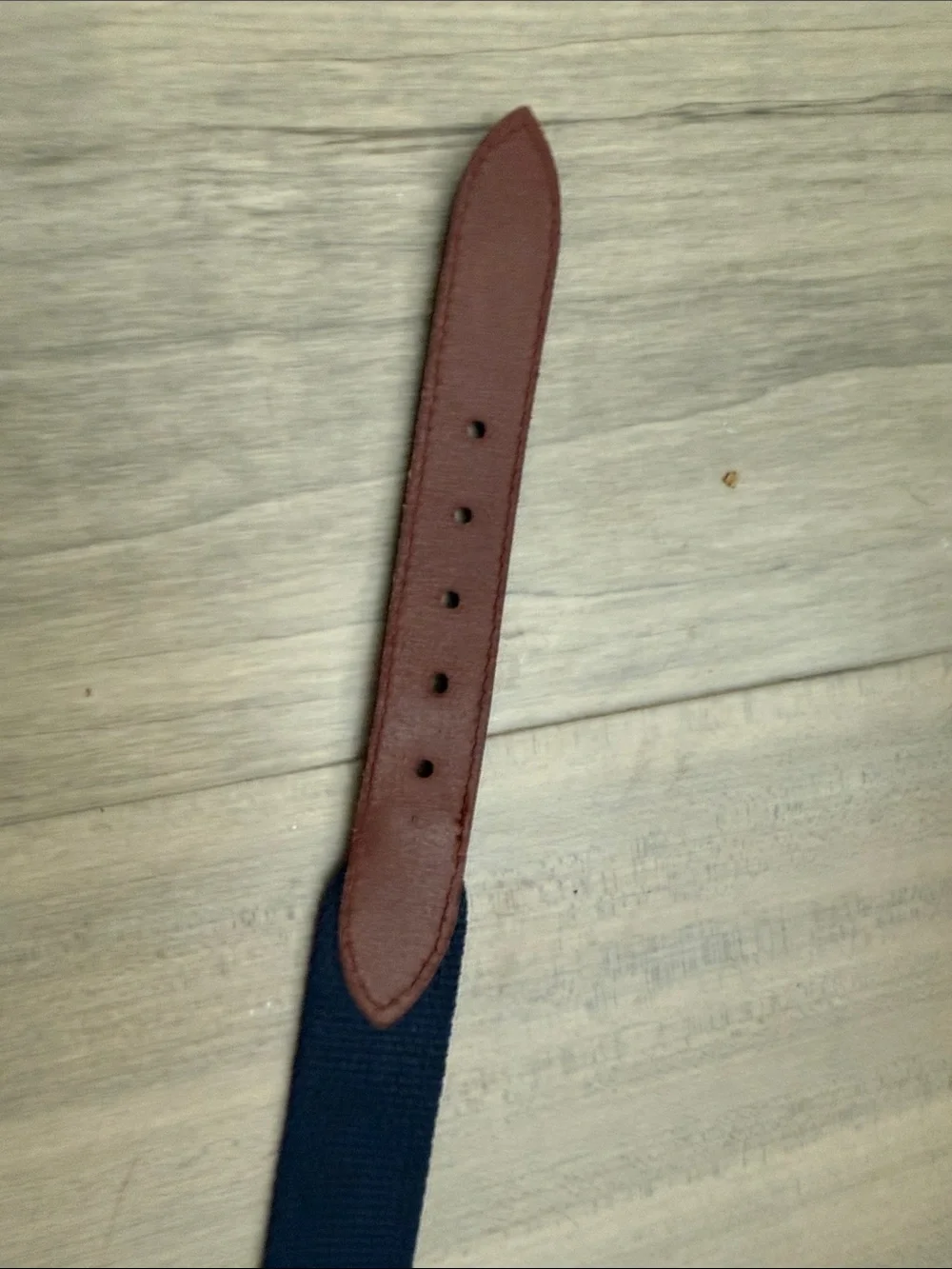 Vineyard Vines Navy & White Boy’s Belt with Brown Leather Trim